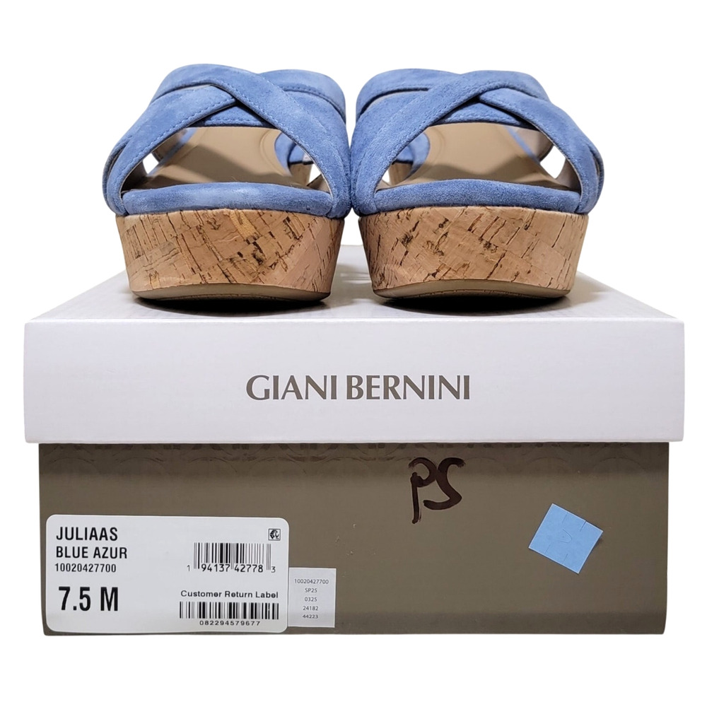 Giani Bernini Women Juliaa Cork Wedge Slide Sandals Size US 7.5M Blue Azur Suede - Picture 5 of 5